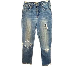 Madewell High Rise Slim Boyfriend Jeans Womens Size 24 Blue Denim Distressed